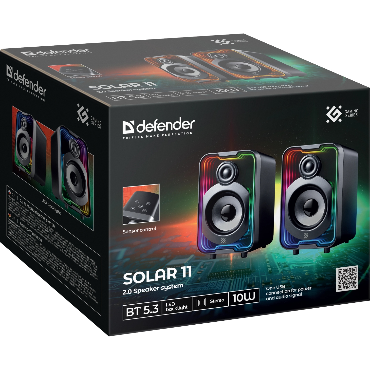 Акустична система 2.0 Defender Solar 11 10Вт, Bluetooth, RGB підсвітка, USB, чорна (65811) на малюнкі №9