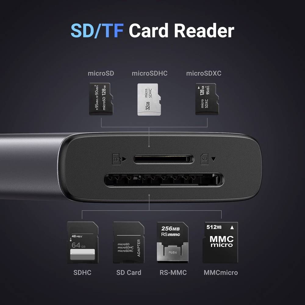 Док-станція USB3.1 Type-C -- HDMI 4K30Hz/USB 3.0x2/Type-C/SD/TF/ PD 100W CM498 7 in 1 Ugreen (15531) на малюнкі №4