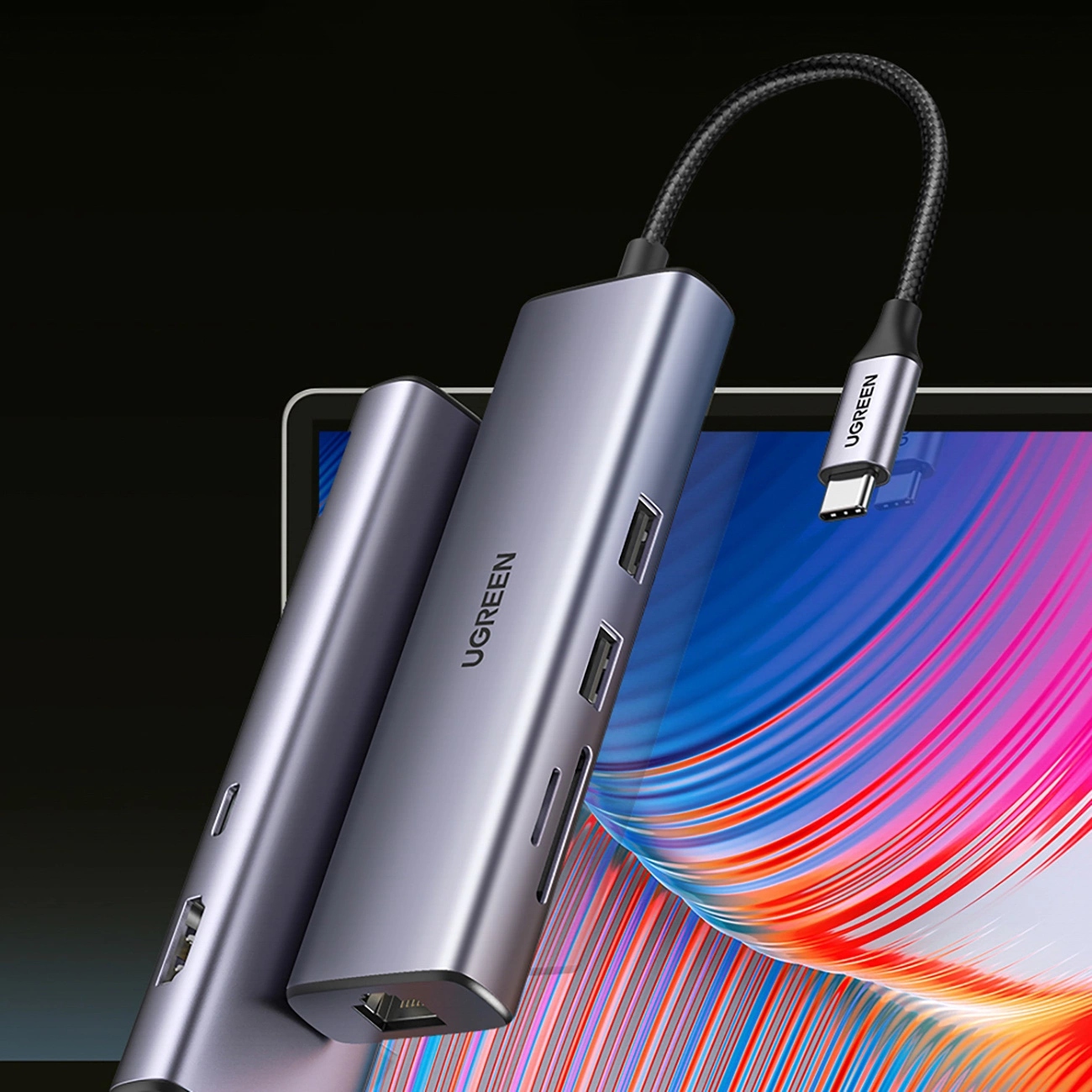 Док-станція USB3.1 Type-C -- HDMI 4K60Hz/USB 3.0x2/RJ45/SD/TF/PD 100W Ugreen CM512 Сіра (90568) на малюнкі №4