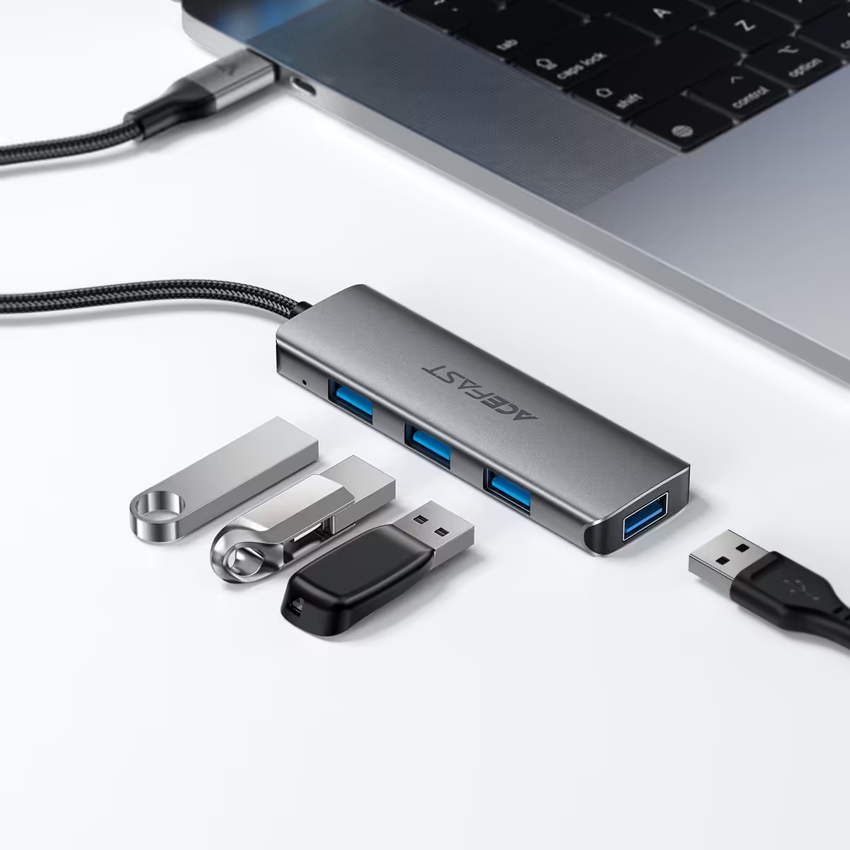 Хаб USB 3.0 - 4xUSB-A 3.0, 1м, Black J15 Acefast (6974316285908) на малюнкі №5