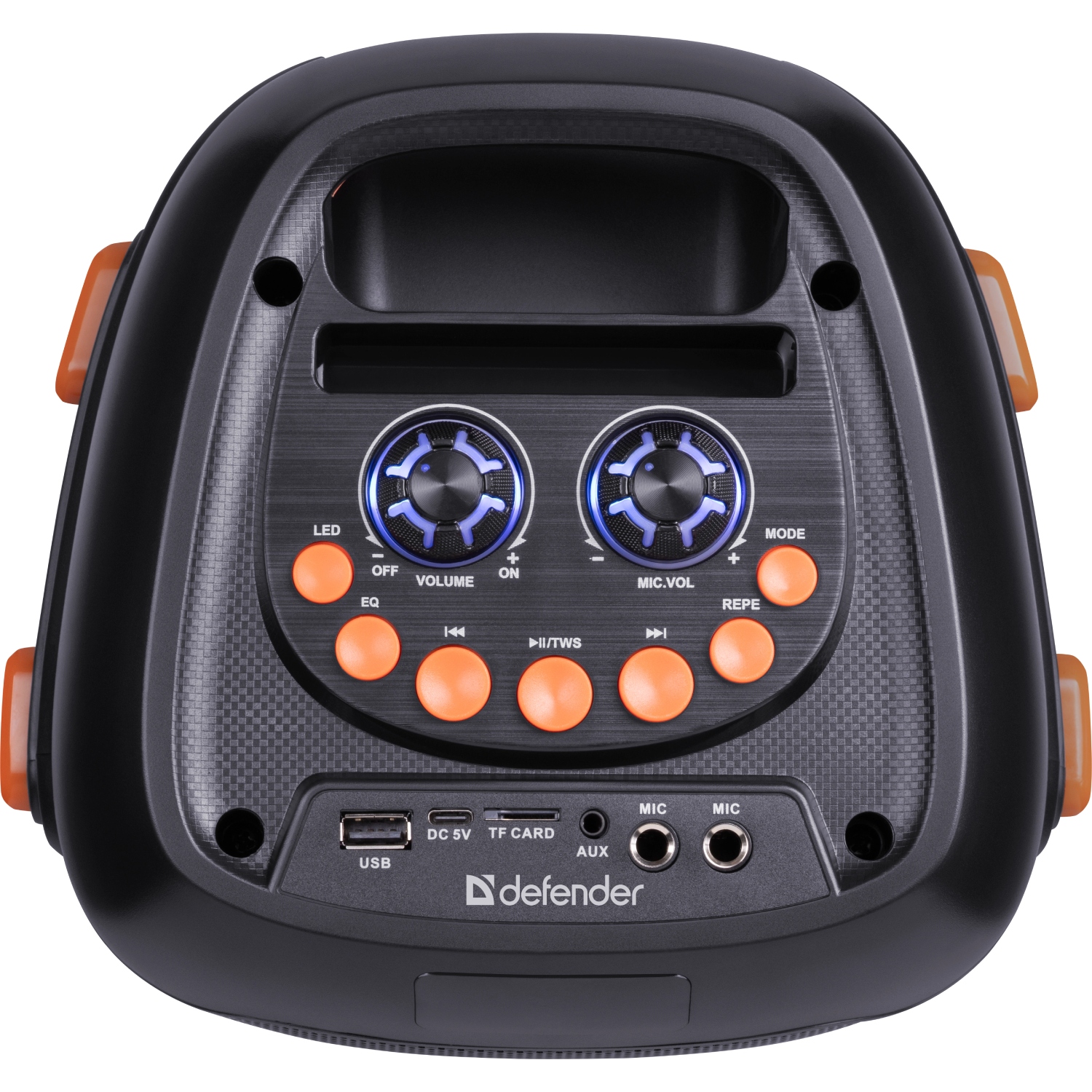 Акустична система 2.0 Defender Boomer 25, 25Вт RGB/BT/FM/USB/TF/AUX/MIC, чорна (65425) на малюнкі №7