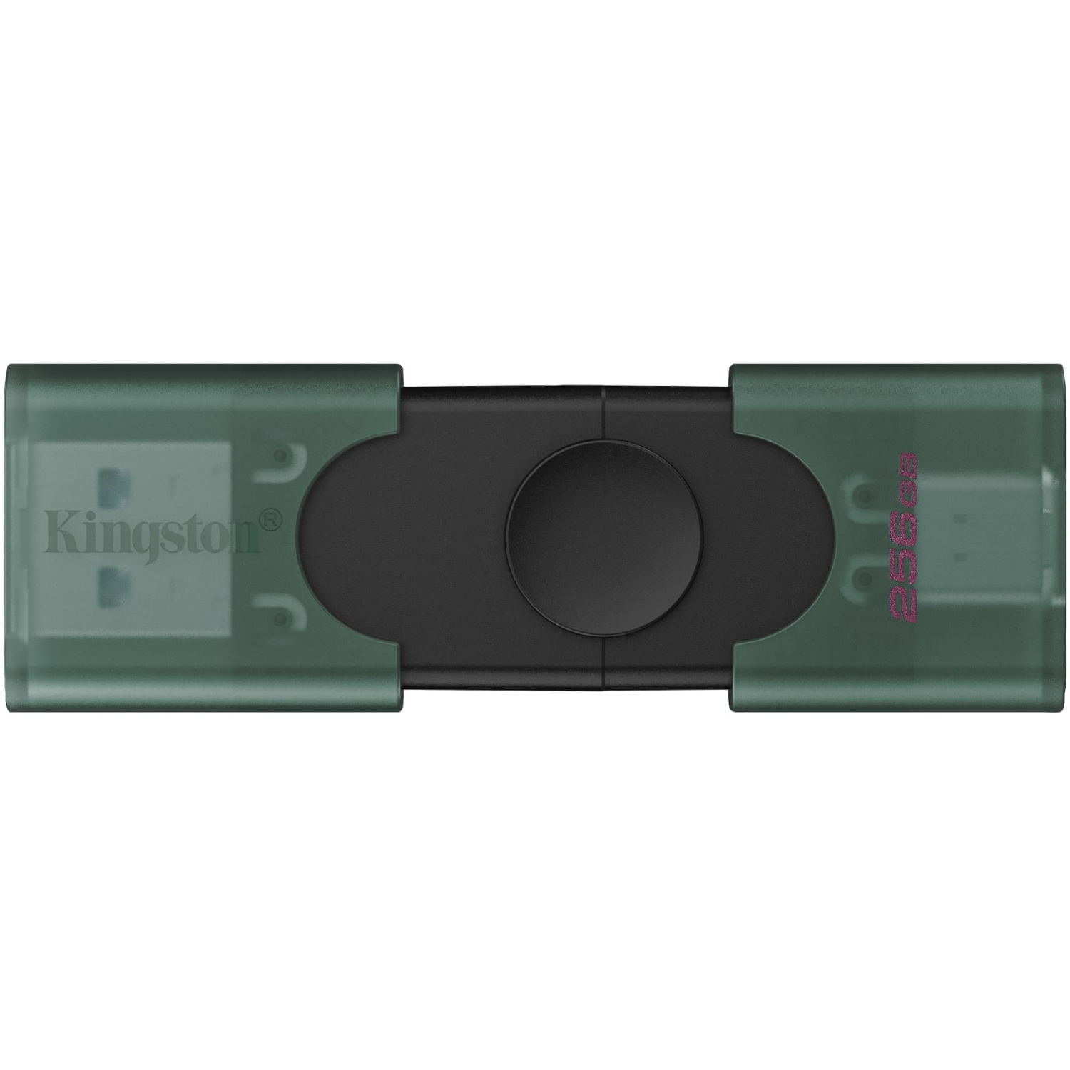 USB Flash Kingston DataTraveler Duo 256GB USB Type-A/ USB Type-C Black/Green, Retail (DTDEG2/256GB) чорно-зелений на малюнкі №1
