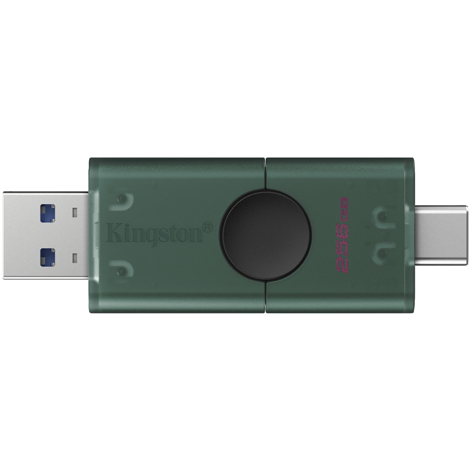 USB Flash Kingston DataTraveler Duo 256GB USB Type-A/ USB Type-C Black/Green, Retail (DTDEG2/256GB) чорно-зелений на малюнкі №3