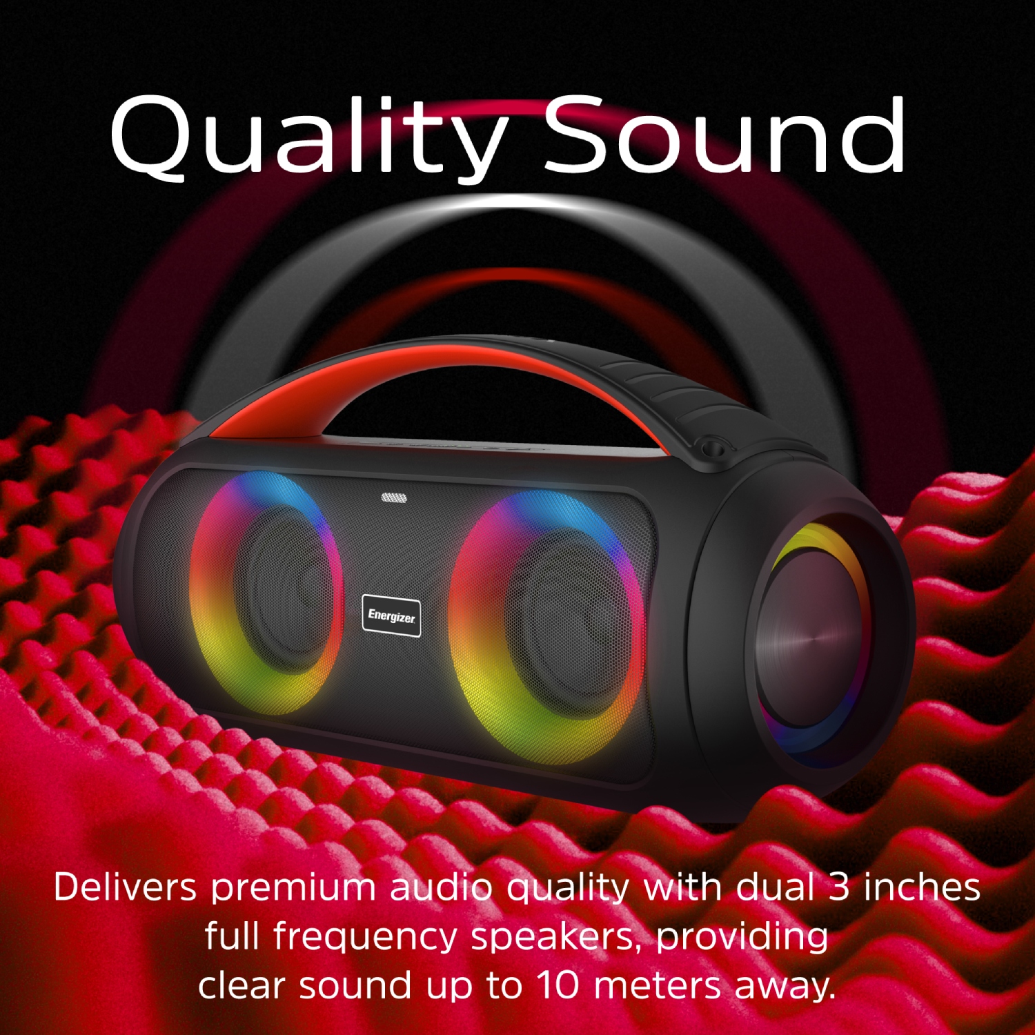 Акустична система 1.0 Energizer 20Вт Bluetooth 5.3 TF/USB/AUX/FM/TWS/MIC, Dual 3” Drivers чорна (BTS258) на малюнкі №5