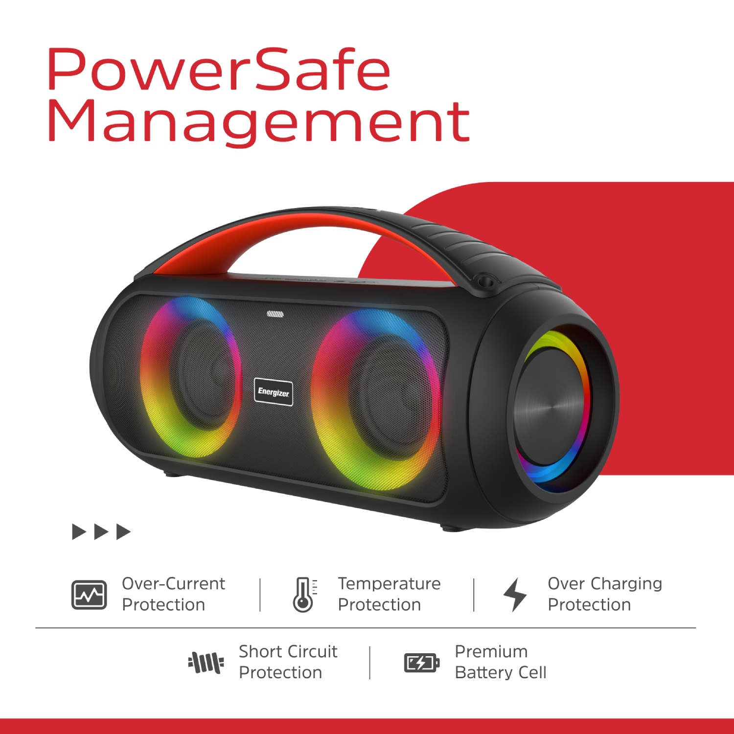 Акустична система 1.0 Energizer 20Вт Bluetooth 5.3 TF/USB/AUX/FM/TWS/MIC, Dual 3” Drivers чорна (BTS258) на малюнкі №8