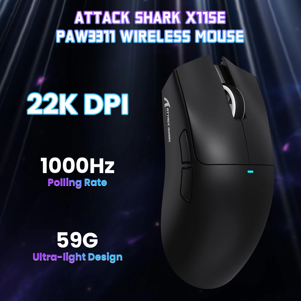 Мишка Attack Shark X11SE, Wireless//Bluetooth, 22000dpi. (PAW3311), 6кн, Black (X11SEB_AS) Чорний на малюнкі №2
