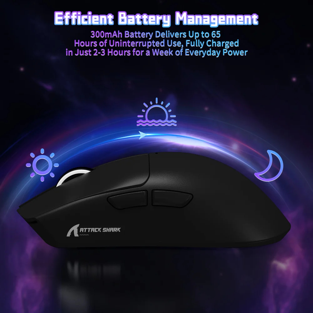 Мишка Attack Shark X11SE, Wireless//Bluetooth, 22000dpi. (PAW3311), 6кн, Black (X11SEB_AS) Чорний на малюнкі №7