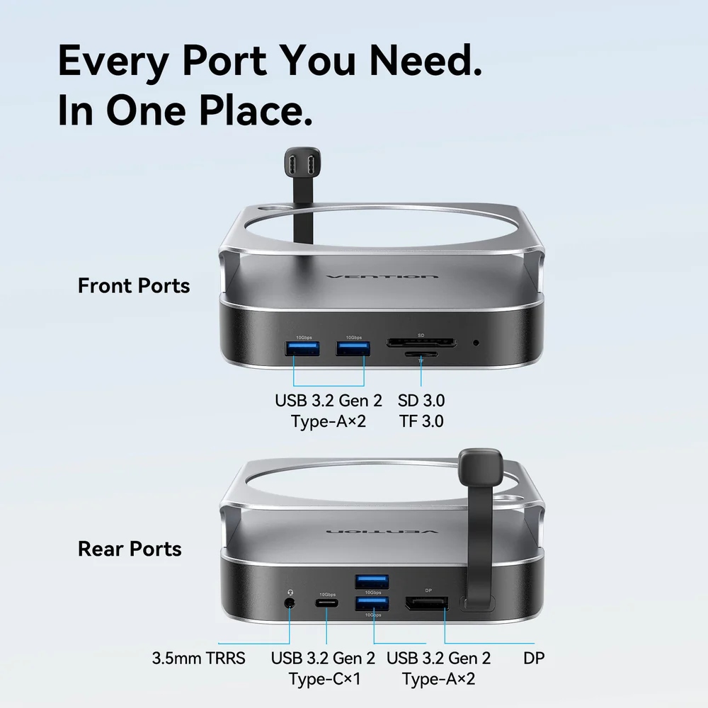 Док-станція USB3.2 Type-C -- Mac mini DP 4K240Hz/M.2 NVMe/4xUSB 3.2/USB-C 3.2/3,5мм/SD/TF/PD (THIHAG) на малюнкі №4