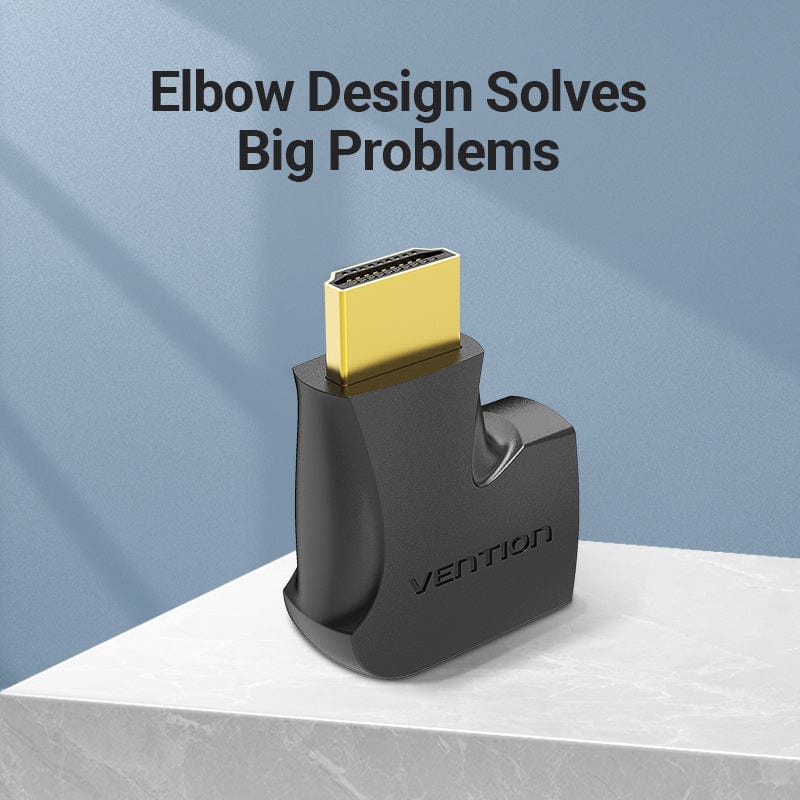Перехідник HDMI F -- HDMI M, кут 270°, правий, PVC, чорний, Vention (AIQB0) на малюнкі №4