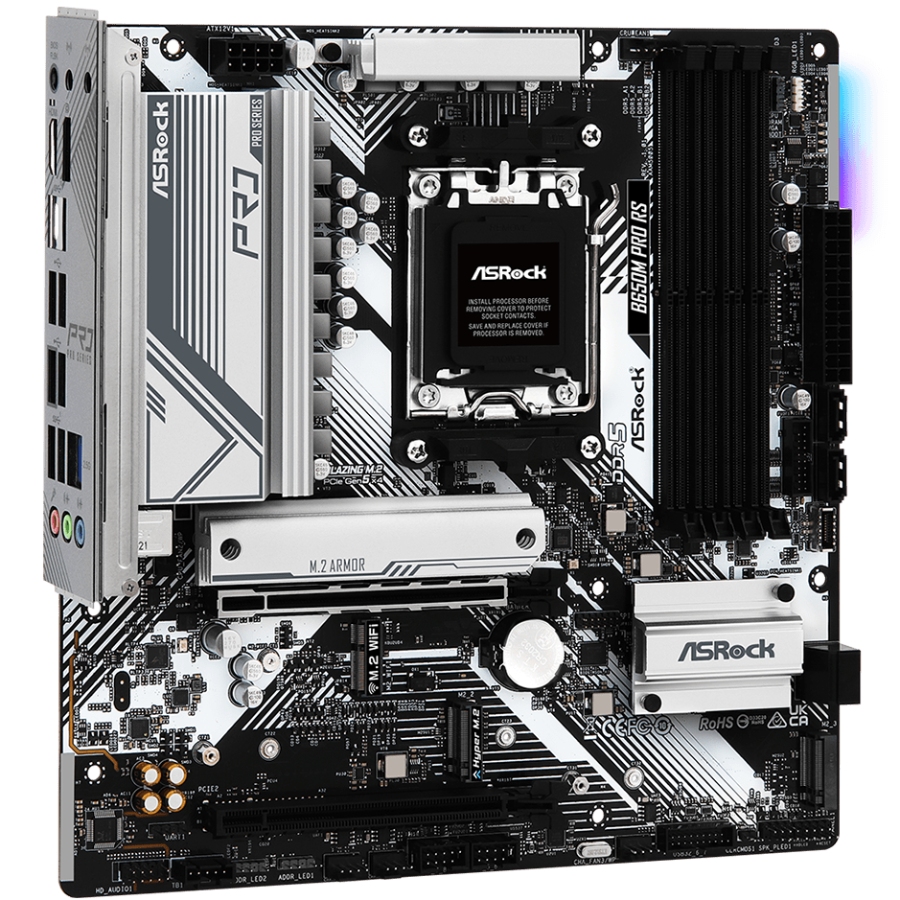 ASRock (AM5/B650, 4*DDR5, 2xPCIex16, DP/HDMI, 4xSATA, 3xM.2, 2.5GLan, 7.1ch, mATX) (B650M PRO RS) на малюнкі №2