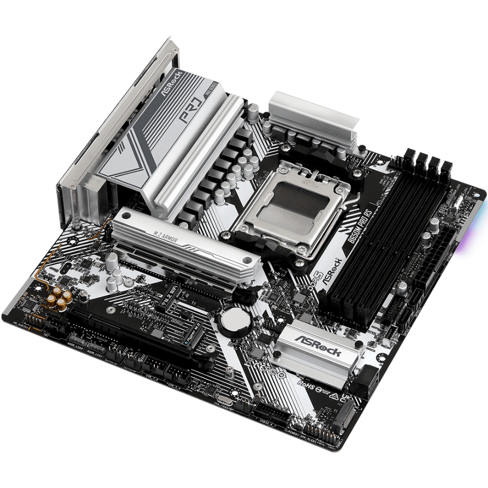ASRock (AM5/B650, 4*DDR5, 2xPCIex16, DP/HDMI, 4xSATA, 3xM.2, 2.5GLan, 7.1ch, mATX) (B650M PRO RS) на малюнкі №3