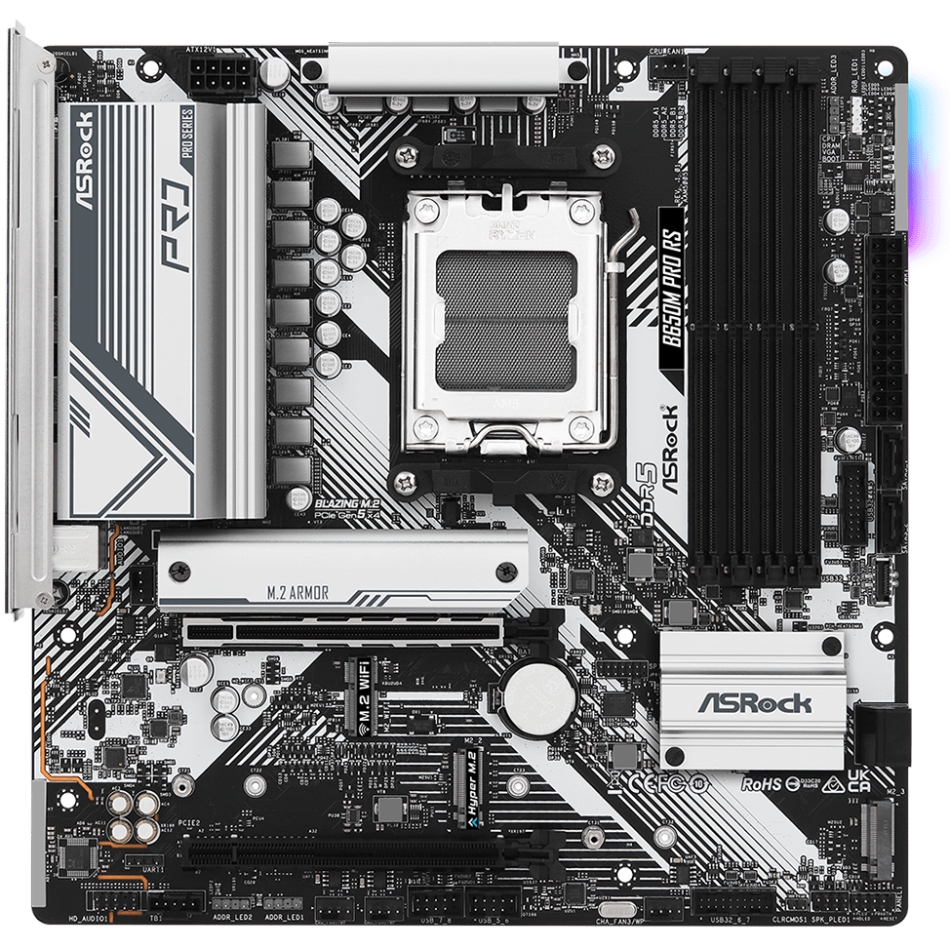 ASRock (AM5/B650, 4*DDR5, 2xPCIex16, DP/HDMI, 4xSATA, 3xM.2, 2.5GLan, 7.1ch, mATX) (B650M PRO RS) на малюнкі №6