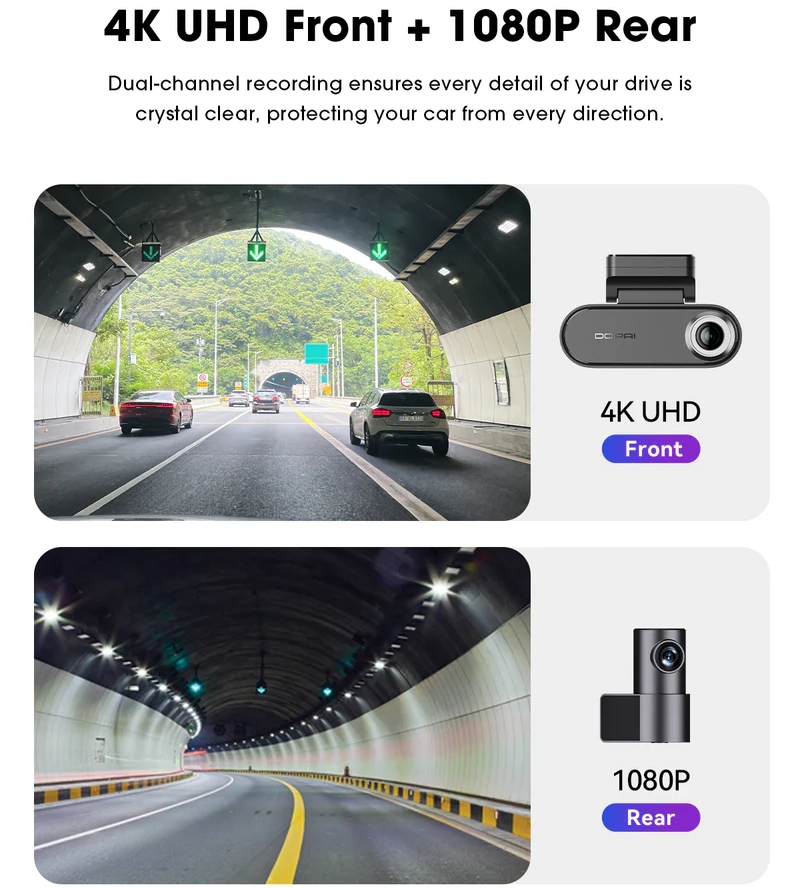 Відеореєстратор DDPAI Dashcam N5 2026 + камера заднього виду (6934915208531) на малюнкі №3