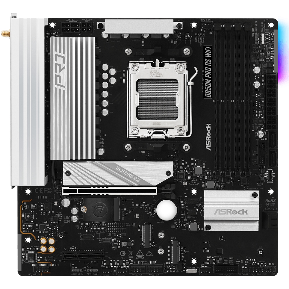 ASRock (AM5/B850, 4*DDR5, PCIex16, HDMI/DP, 4xSATAІІІ,3xM.2, 2.5GLan, mATX) (B850M PRO RS WIFI) на малюнкі №1