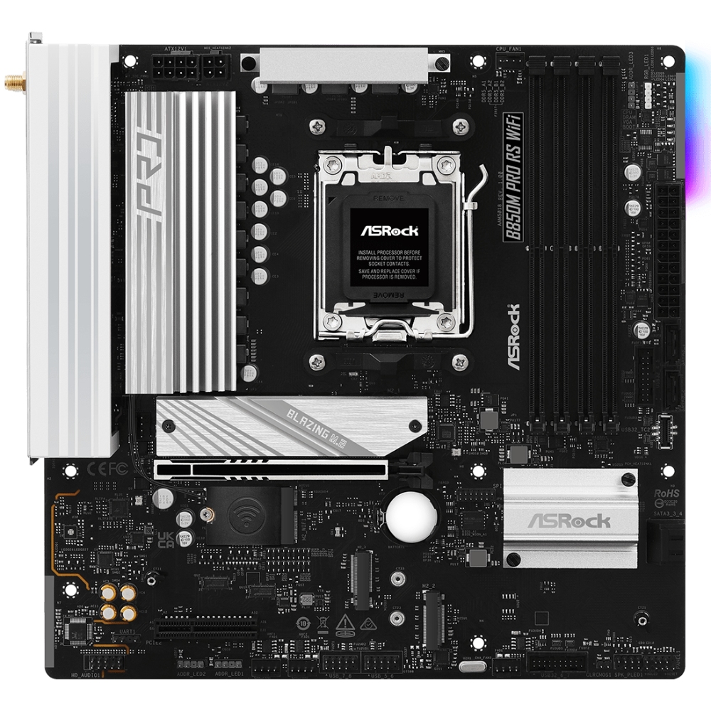 ASRock (AM5/B850, 4*DDR5, PCIex16, HDMI/DP, 4xSATAІІІ,3xM.2, 2.5GLan, mATX) (B850M PRO RS WIFI) на малюнкі №6