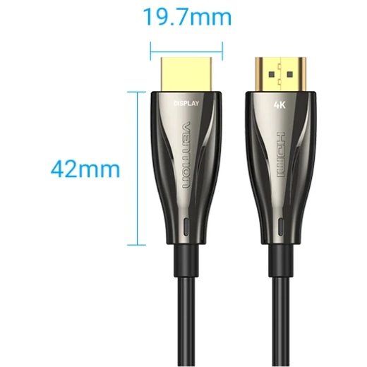 Кабель HDMI M - M, 60.0 м, V2.0, Optical 4K 60Гц zinc alloy black Vention (ALABAE) на малюнкі №2