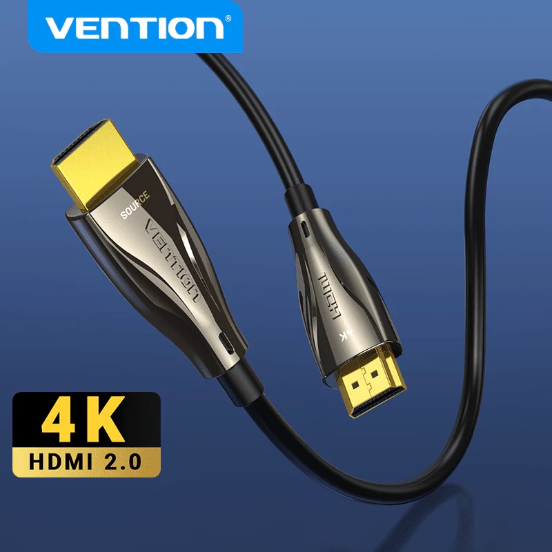 Кабель HDMI M - M, 60.0 м, V2.0, Optical 4K 60Гц zinc alloy black Vention (ALABAE) на малюнкі №3