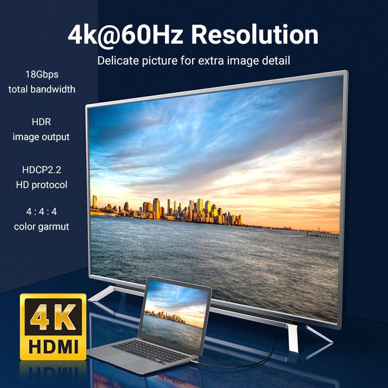 Кабель HDMI M - M, 60.0 м, V2.0, Optical 4K 60Гц zinc alloy black Vention (ALABAE) на малюнкі №4