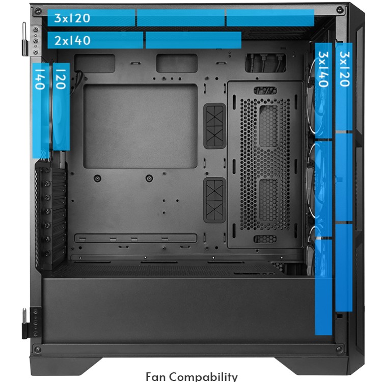Корпус Chieftec APEX AIR 3x140mm, USB-C, E-ATX, без БЖ, Black (GA-01B-M-OP) Чорний на малюнкі №12