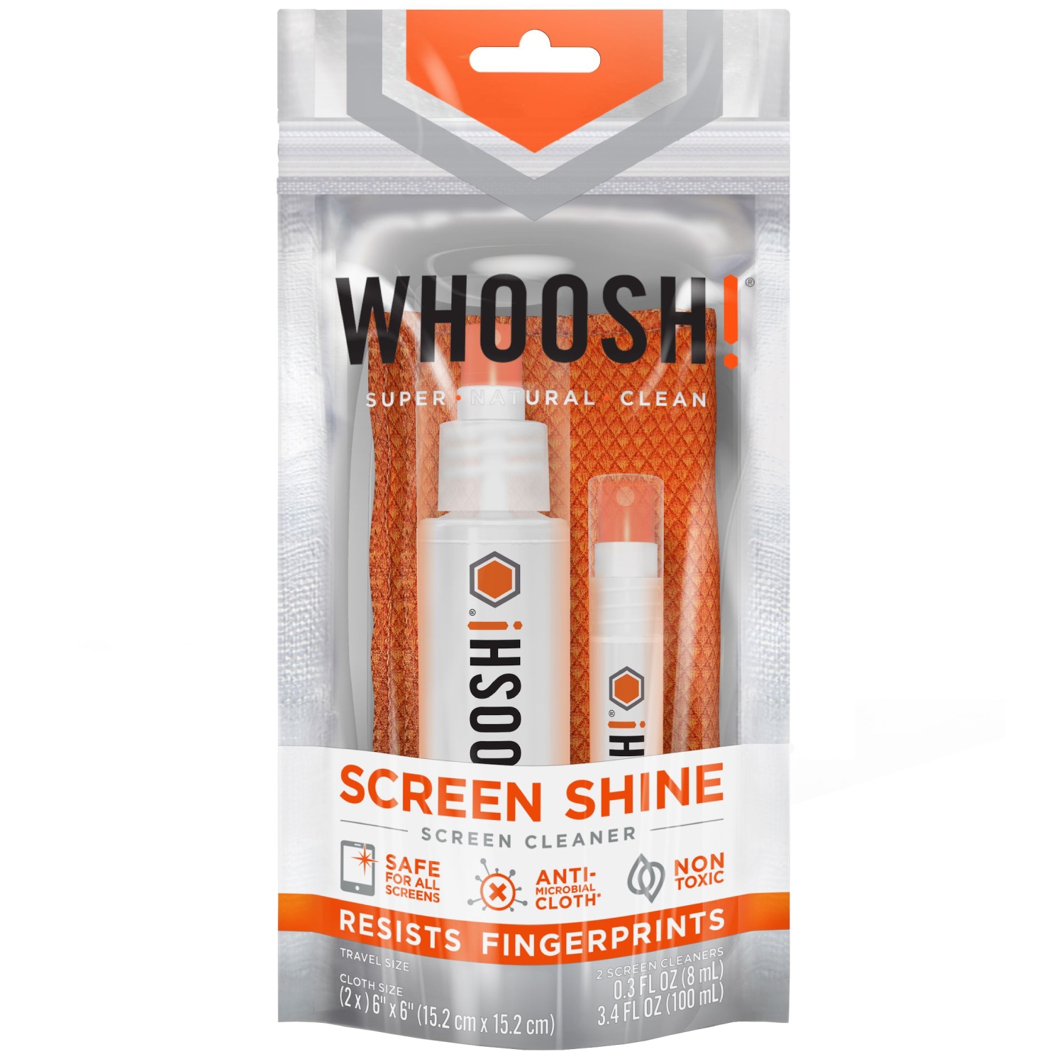 Комплект для чищення Whoosh! DUO 100мл спрей + 8мл компактний спрей з мікрофіброю 14см x 14см (2шт) (1FG108ENFR) на малюнкі №2