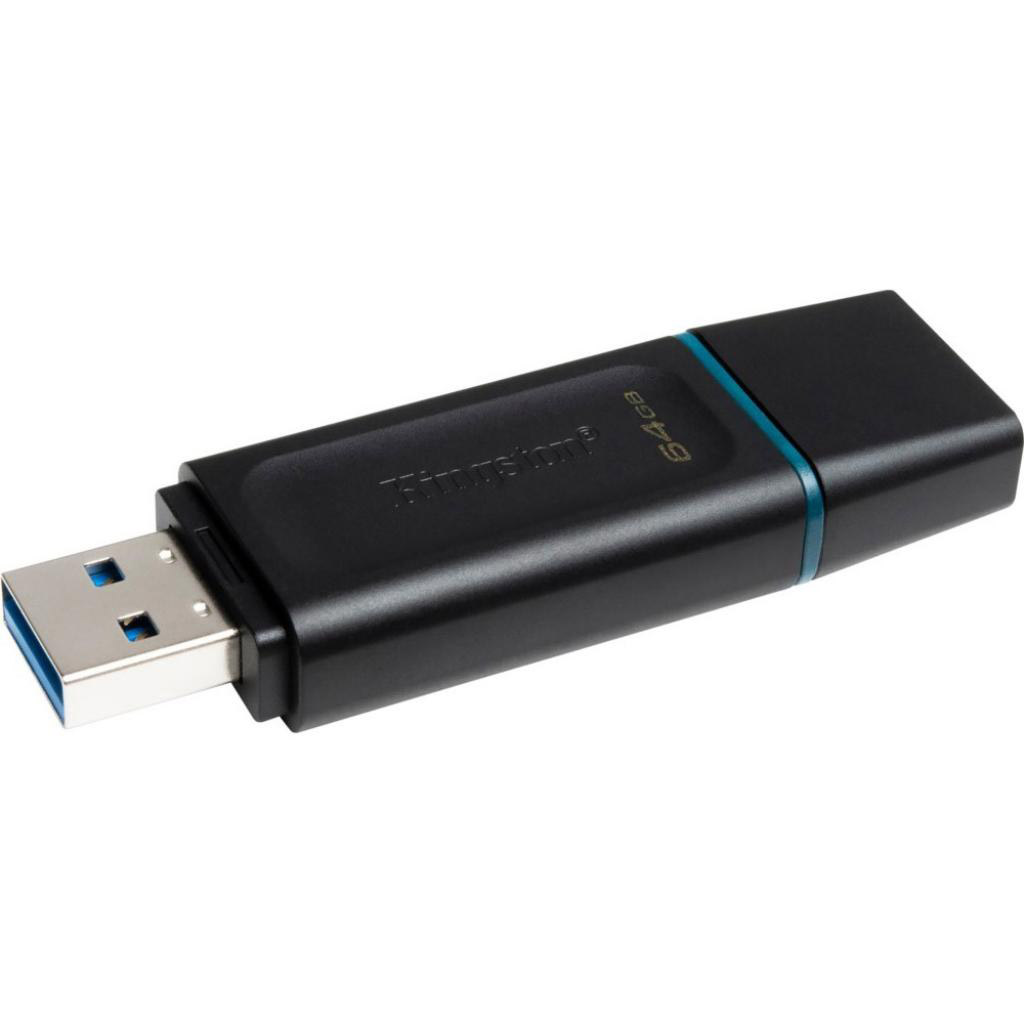 USB Flash Kingston 64GB USB 3.2 Gen1 DataTraveler Exodia, Black/Teal, Retail (DTX/64GB#) Чорний на малюнкі №4