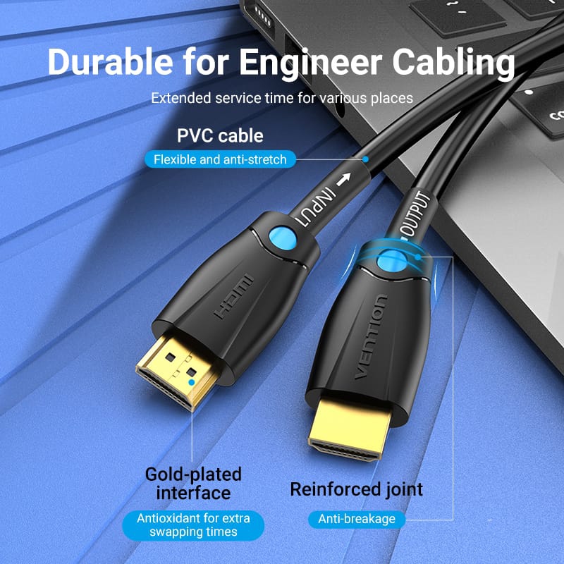 Кабель HDMI M - M, 2.0 м, V1.4, Engineering 4K 30Гц PVC Black Vention (AAMBH) на малюнкі №8