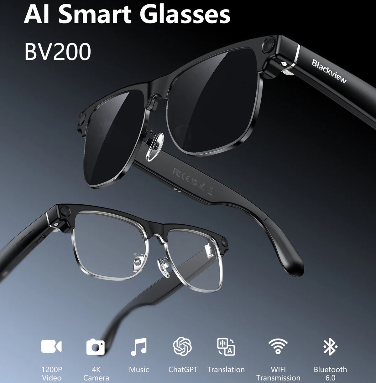 Смарт окуляри BlackView BV200 Photochromic lenses (6931548328339) на малюнкі №5