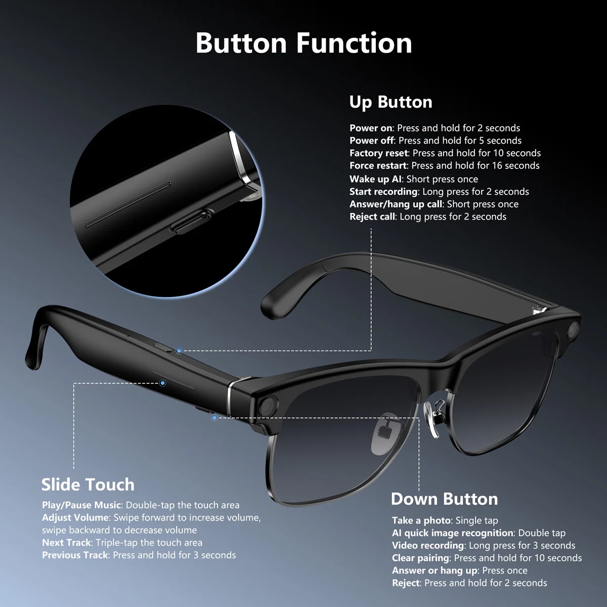 Смарт окуляри BlackView BV200 Photochromic lenses (6931548328339) на малюнкі №6