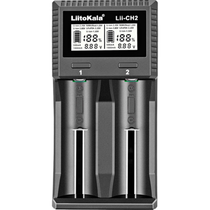 Зарядний пристрій LiitoKala Lii-CH2, 18650, 26650, 21700, АА, ААА Li-ion (1.5V), LiFePO4, NiMH акум (Lii-CH2) на малюнкі №1