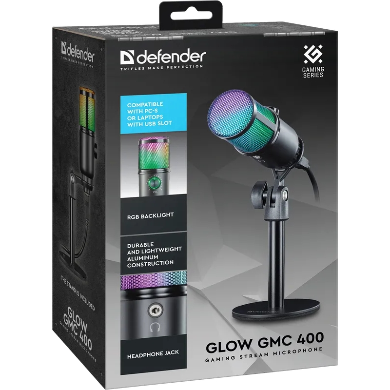 Ігровий стрім мікрофон Defender Glow GMC 400 USB, RGB, 1.3 м (64640) Чорний на малюнкі №9