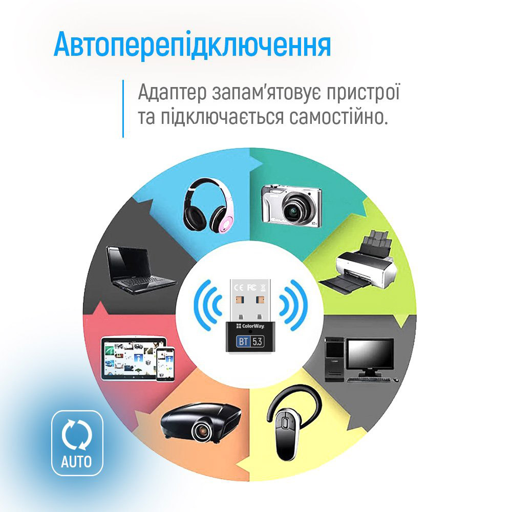 Адаптер Bluetooth v5.3 USB, чорний Colorway (CW-AD-BT53) на малюнкі №9