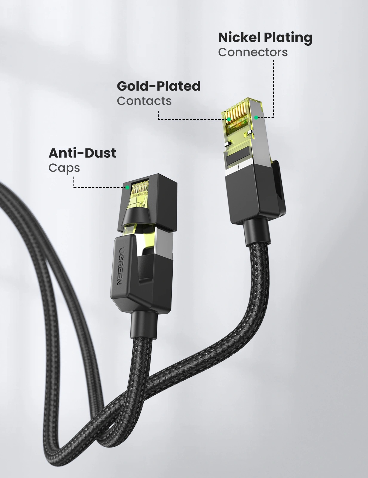 Патч-корд Ugreen CAT 7 F/FTP, 10.0м, AWG 30 (30791) Чорний на малюнкі №3