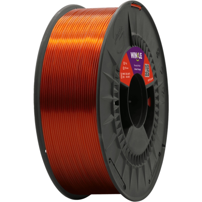 Пластик (Filament) WINKLE PETG CRYSTAL 1кг, 1.75мм, бурштиновий оранж (PET01000175NARAMBWNK) помаранчевий на малюнкі №1