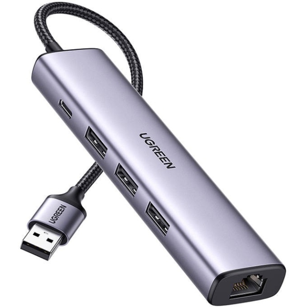 Хаб USB 3.0 - 3хUSB 3.0/Type-C+RJ45(1000M) Ethernet 5 in 1 Hub CM475 Ugreen (60554) на малюнкі №1