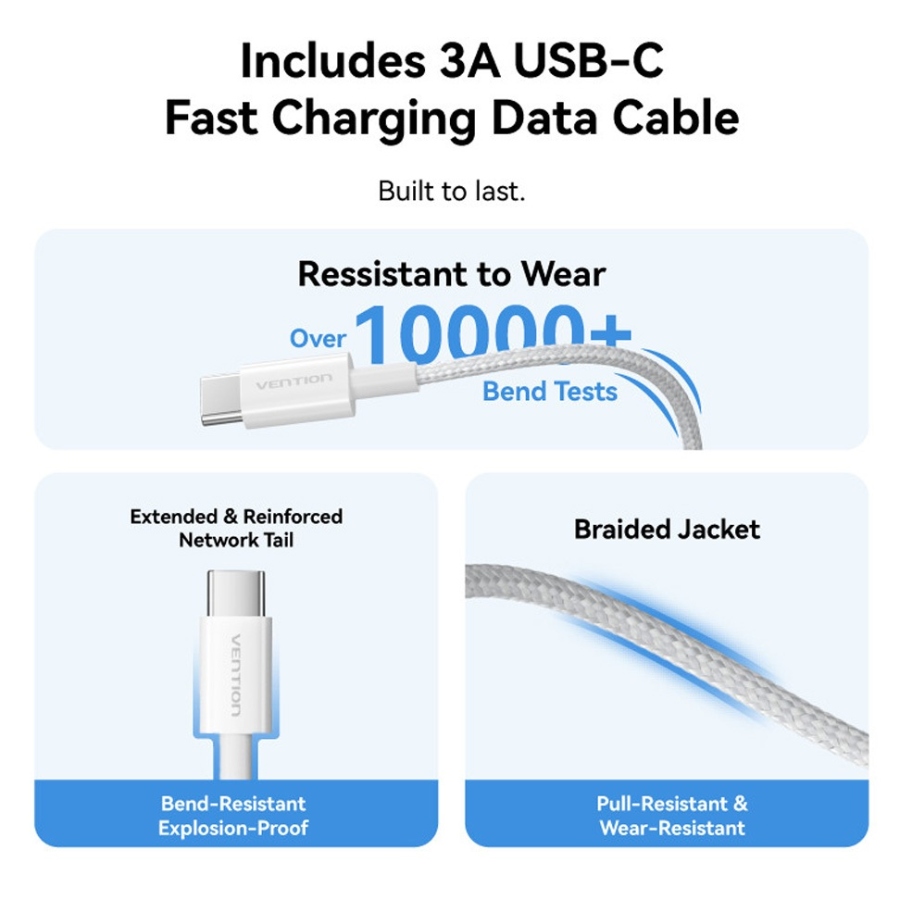 Зарядний пристрій 1xUSB-C 30W + USB-C cable М-М White Vention (G18W0-EU) на малюнкі №4