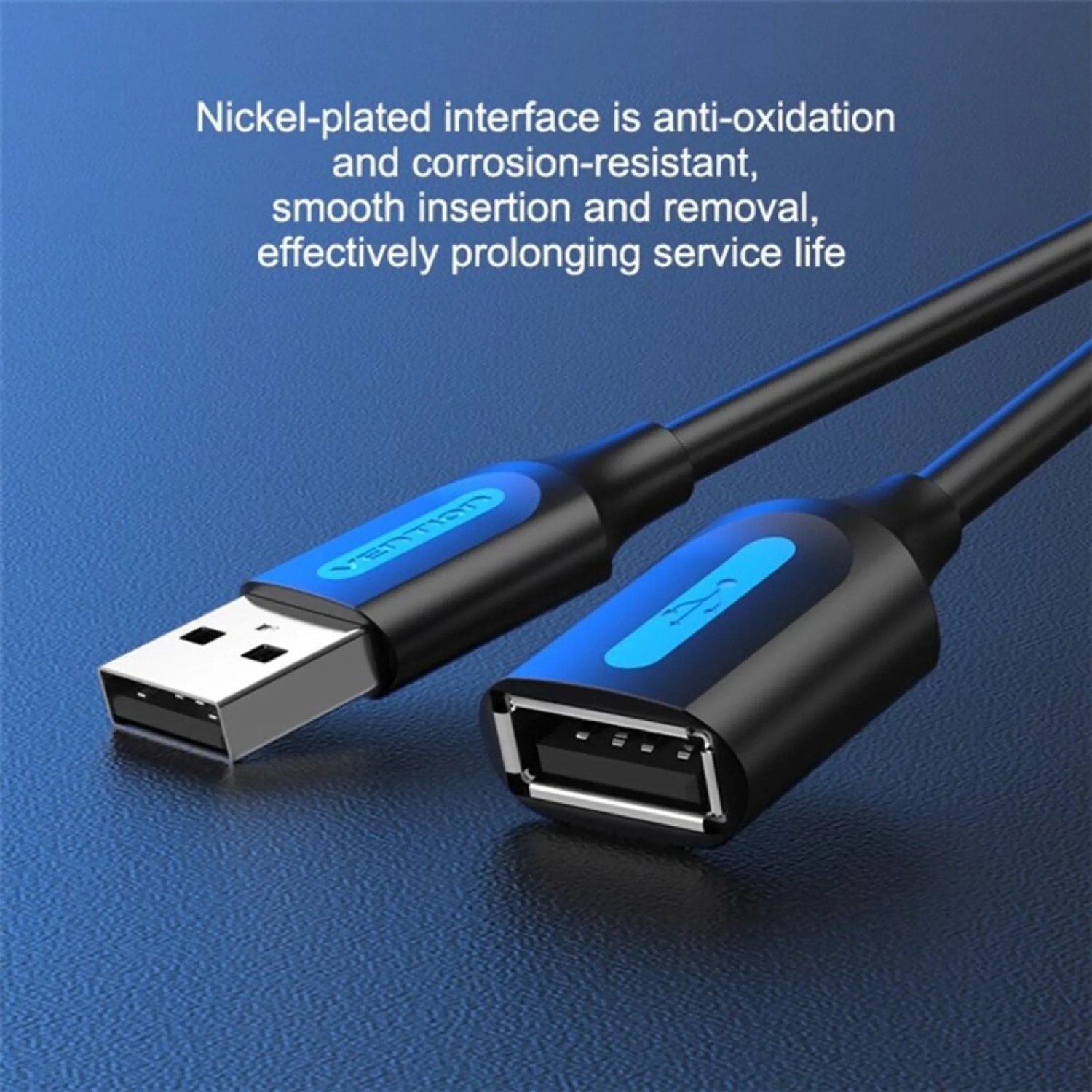 Кабель продовжувач USB 2.0 AM/AF 3.0м, PVC Type чорний,Vention (CBIBI) Чорний на малюнкі №5