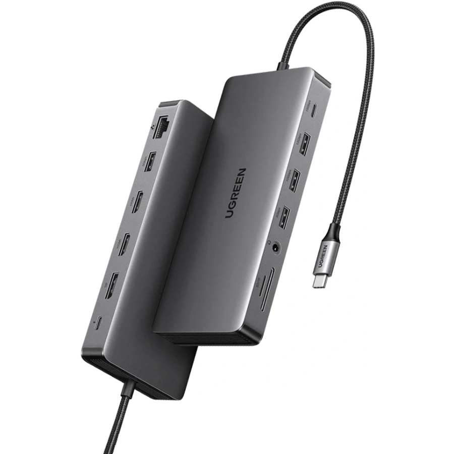 Док-станція USB3.2 Type-C -- HDMIx2,4K60Hz/4xUSB-A/2xUSB-C3.2/DP4K60Hz/RJ45/SD/TF/AUX PD 100W CM681 (15978) на малюнкі №1