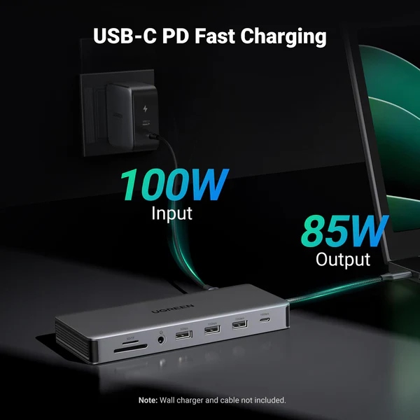 Док-станція USB3.2 Type-C -- HDMIx2,4K60Hz/4xUSB-A/2xUSB-C3.2/DP4K60Hz/RJ45/SD/TF/AUX PD 100W CM681 (15978) на малюнкі №4