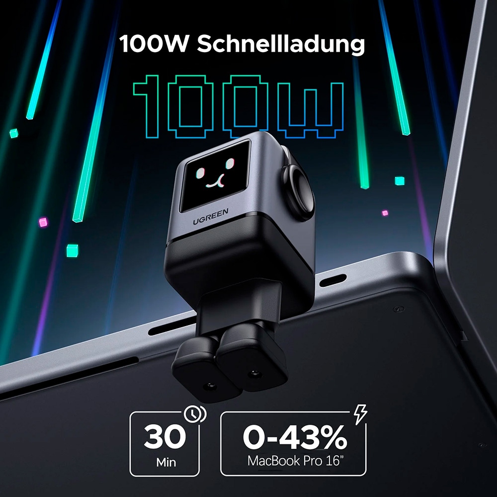 Зарядний пристрій 4xUSB 100W (3xUSB-C+USB-A) Gan Robot tech Fast Charger Сірий X688 Ugreen (45515B) на малюнкі №3
