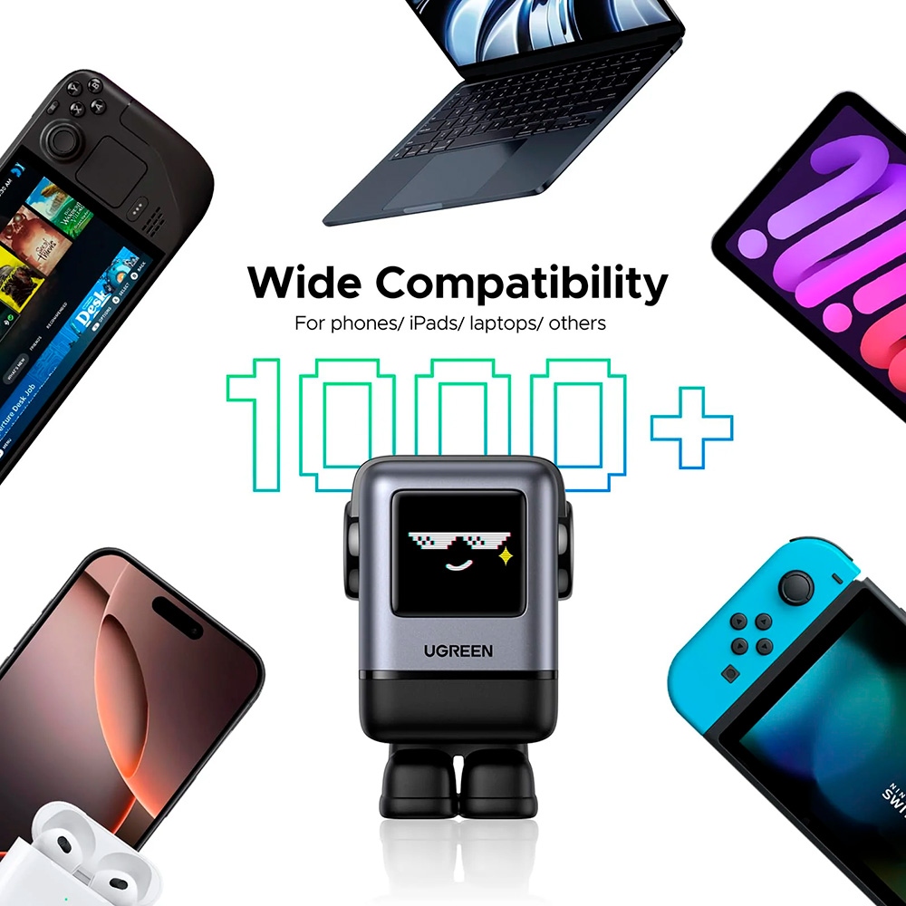 Зарядний пристрій 4xUSB 100W (3xUSB-C+USB-A) Gan Robot tech Fast Charger Сірий X688 Ugreen (45515B) на малюнкі №7