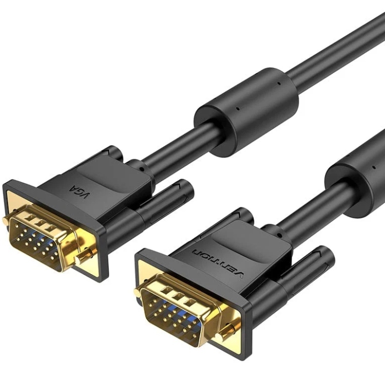 Кабель VGA 15M-15M, 10.0 м, з ферритами, чорний Vention