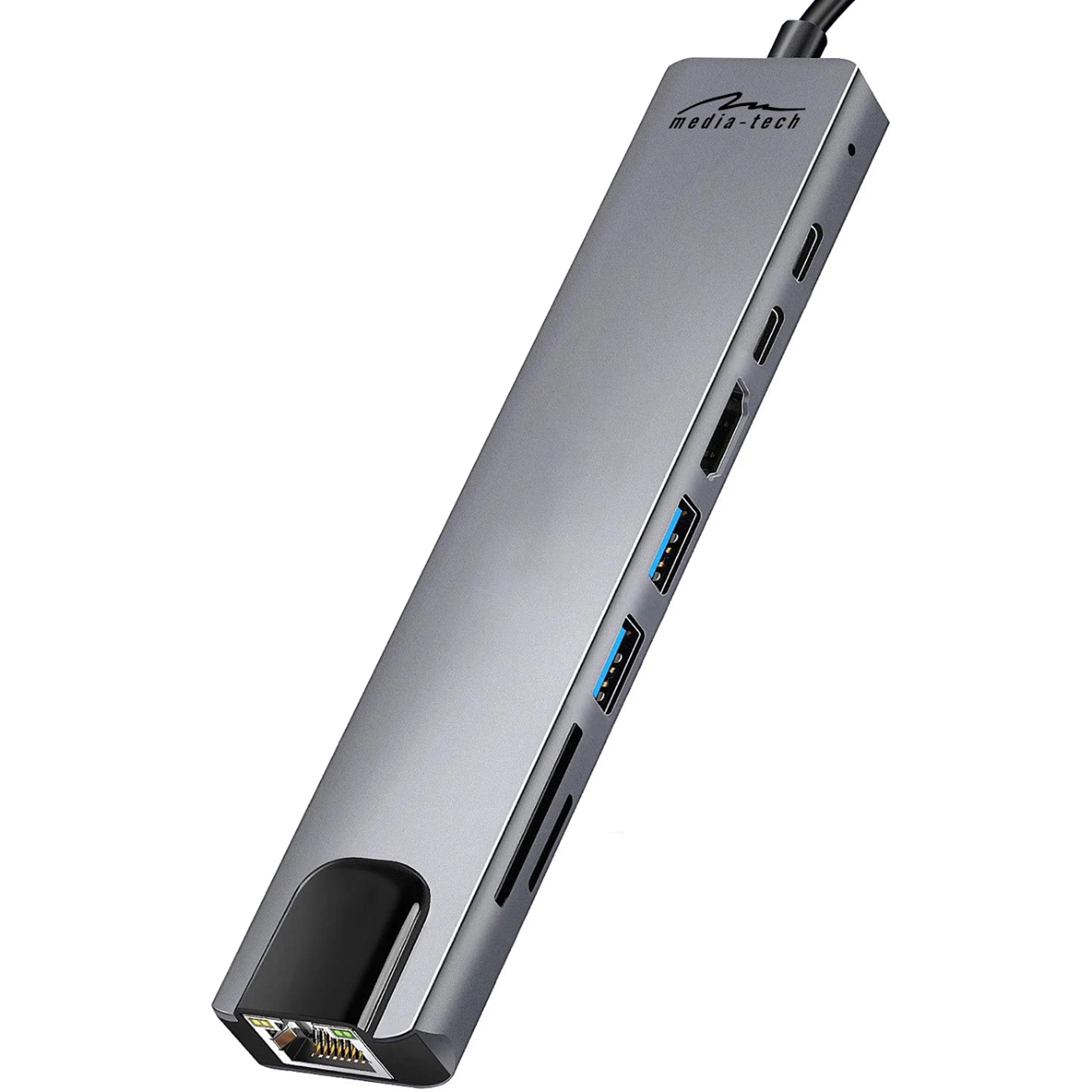 Док-станція USB3.1 Type-C --HDMI 4K60Hz/2xUSB-A/2xType-C/RJ45/SD/TF/PD 100W 8 in 1 Media-Tech (MT5046) на малюнкі №2