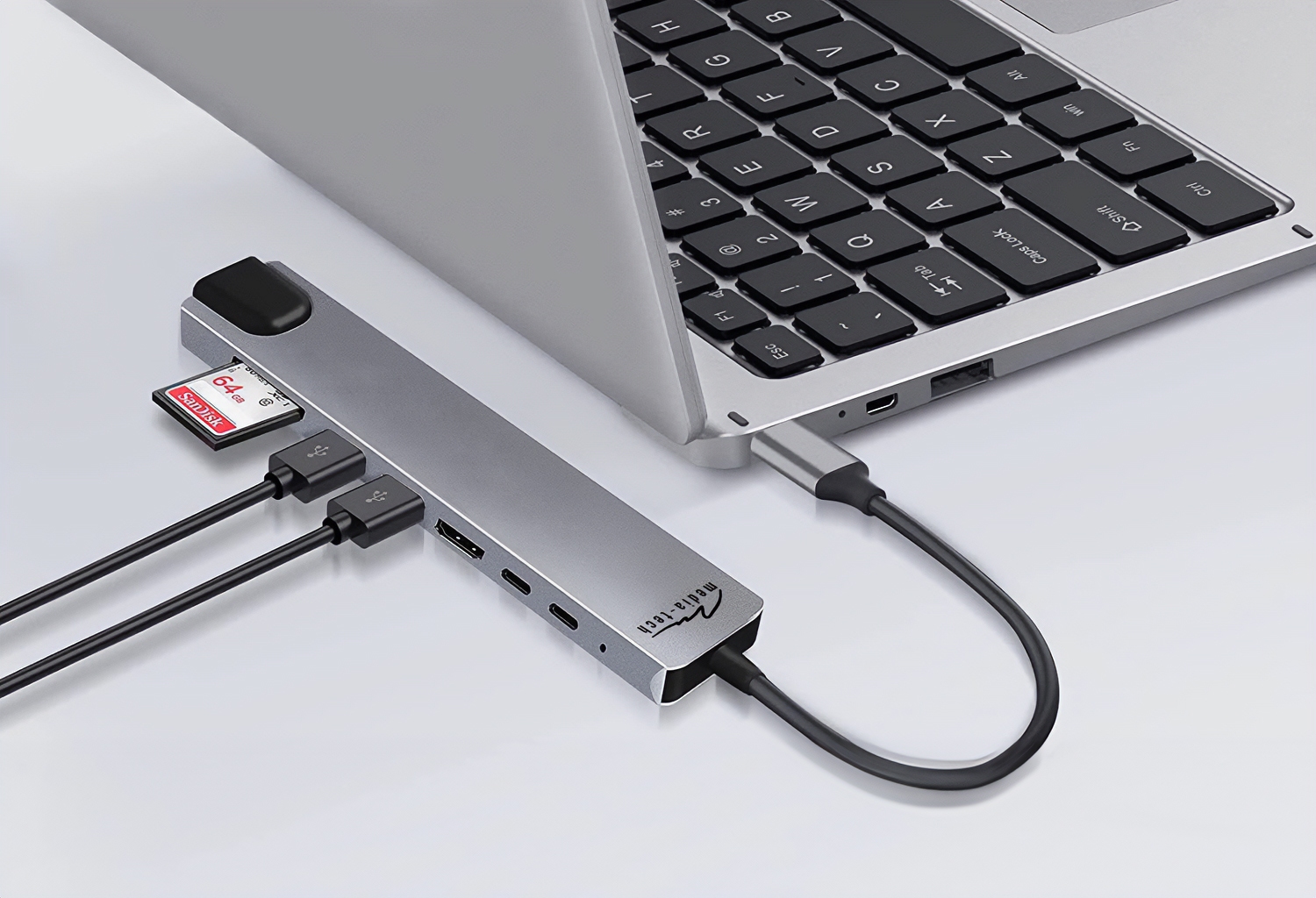 Док-станція USB3.1 Type-C --HDMI 4K60Hz/2xUSB-A/2xType-C/RJ45/SD/TF/PD 100W 8 in 1 Media-Tech (MT5046) на малюнкі №7