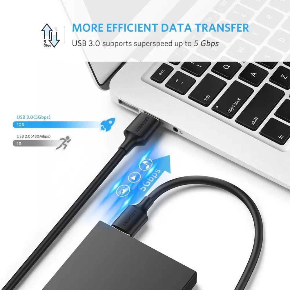 Кабель USB 3.0 AM-AM, 0,5 м, Чорний, US128 UGREEN (10369) Чорний на малюнкі №5