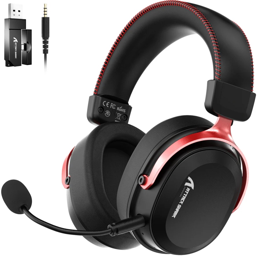 Ігрова гарнітура Attack Shark L30PRO Wireless,2.4GHz/Bluetooth/3.5mm AUX/AUX-to-Type-C,Black and Red (L30PROBR_AS) Чорний/Червоний на малюнкі №2