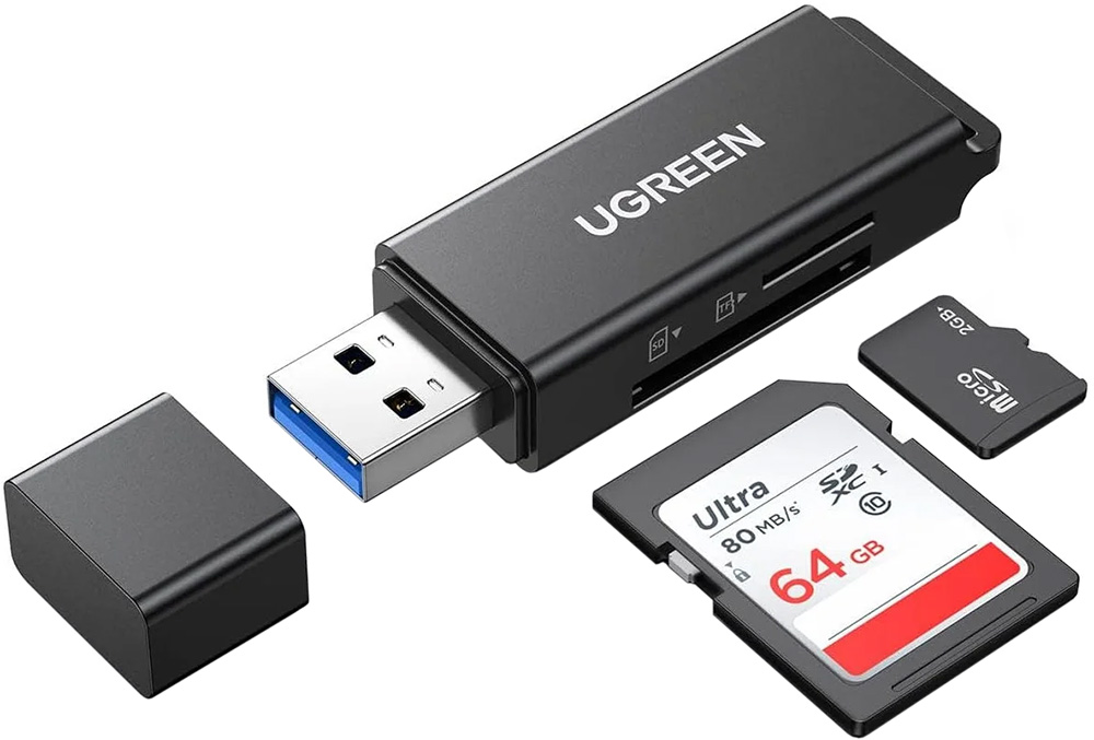 Card Reader USB 3.0 -- 2-слота SD/TF CM104 Ugreen (40752) на малюнкі №4