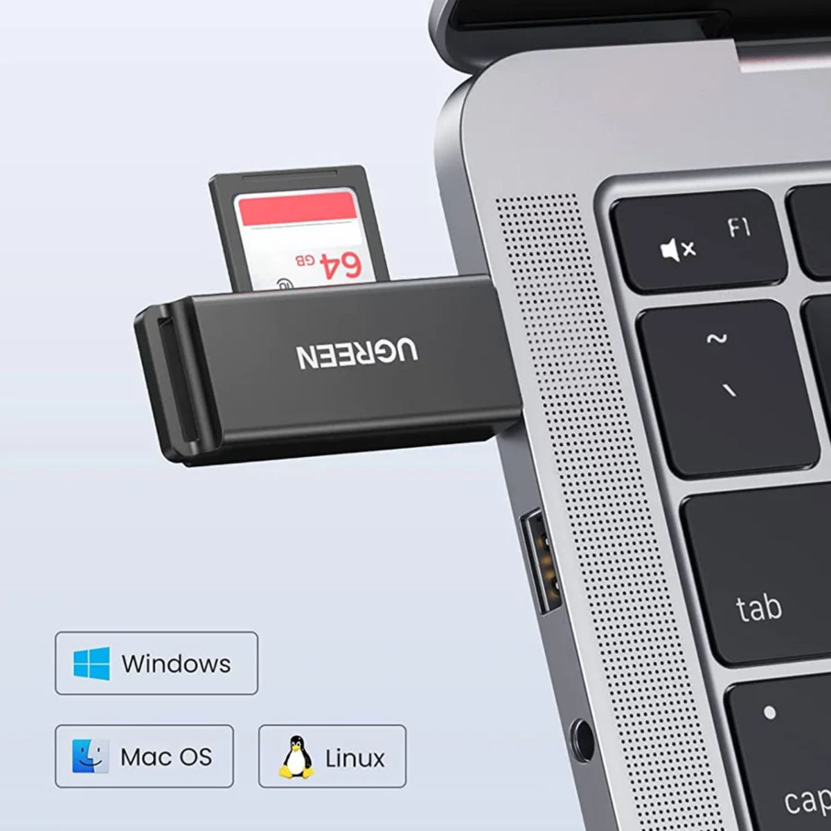 Card Reader USB 3.0 -- 2-слота SD/TF CM104 Ugreen (40752) на малюнкі №5