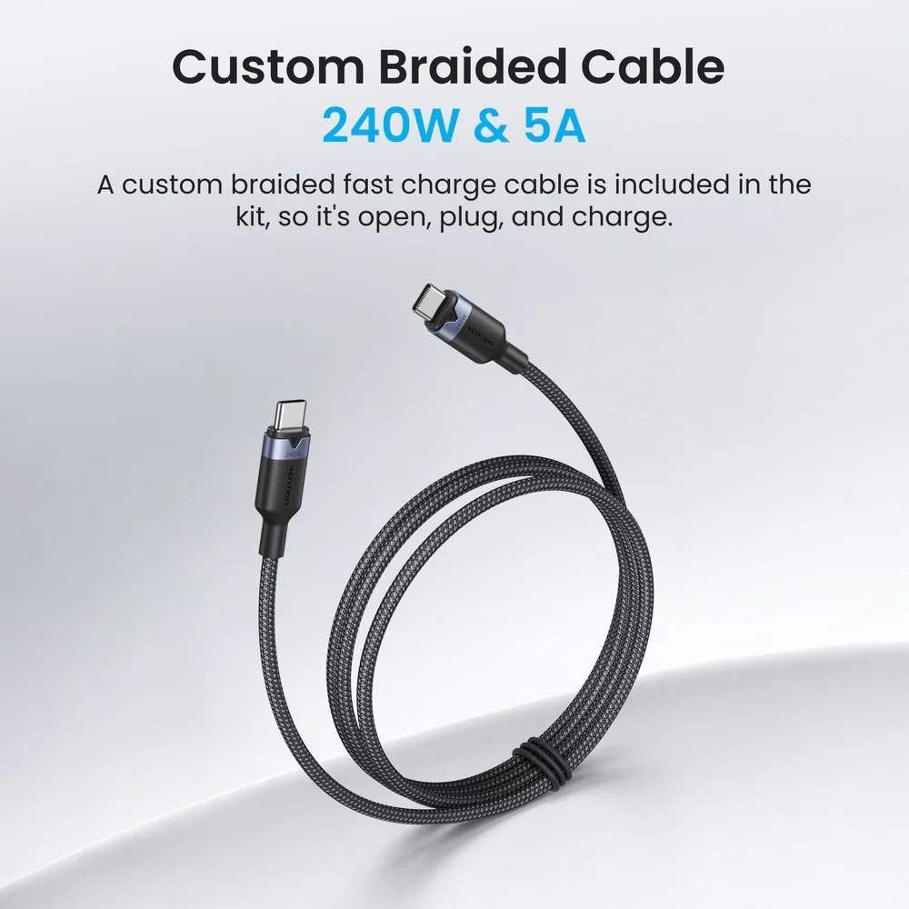 Зарядний пристрій 4xUSB 140W GaN (3хUSB-C+USB-A) + USB-C cable М-М White Vention (TZ-FCOI0-EU) на малюнкі №7