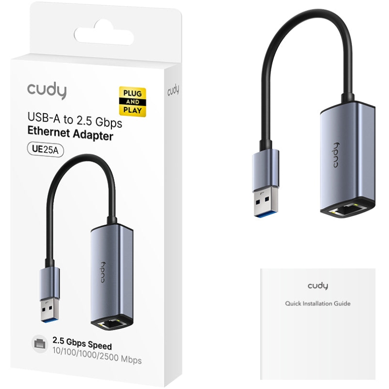 Перехідник USB 3.0 Type-A -- Ethernet RJ45 2500 Mb Cudy (UE25A) на малюнкі №2