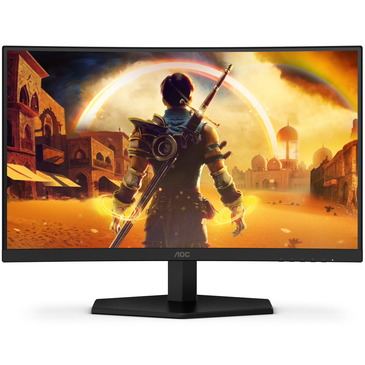 TFT 23.6 AOC C24G42E, VA, 180Гц, вигнутий, 2хHDMI, DP, колонки, чорно-червоний (C24G42E) чорний з червоним на малюнкі №1